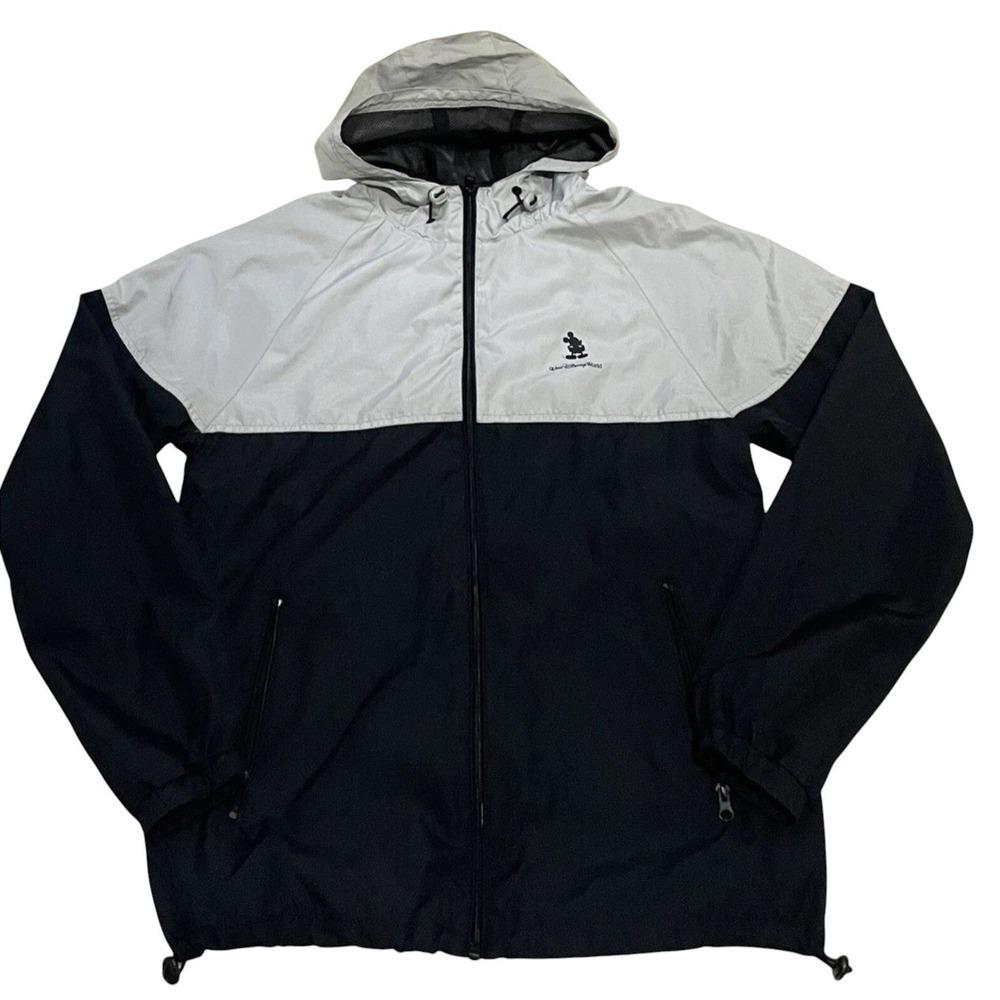 WALT DISNEY WORLD MICKEY MOUSE WINDBREAKER JACKET S Small Black And White